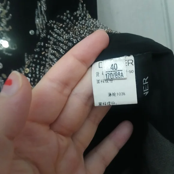 Black beaded embroidered top whimsygoth retro 1920 inspired size L * - Picture 8 of 8